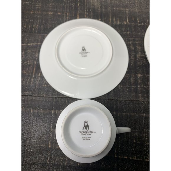 Set of 2 ~ Crown Ming Fine China Tea Coffee Cups with Saucer - Picture 4 of 8